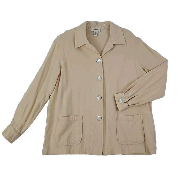 Vntg. Talbots ~Woman Size S~ Yellow Sand Linen Blend Shirt/Shacket Top Button-Up - Picture 1 of 9